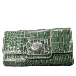 Green Faux Crocodile Wallet